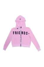 VLONE X BLACK LIPSTICK FRIENDS- EMBROIDERED CROP TOP ZIP UP HOODIE (PINK)