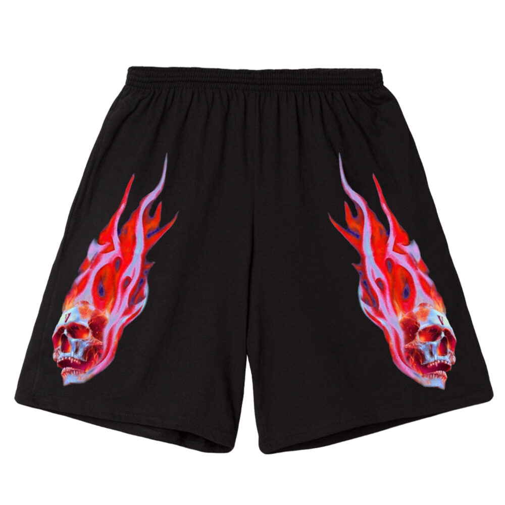 Vlone Skully Red Flame Short Black Vlone Skully Red Flame Short Black